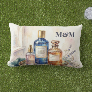 Niche Perfume Collection, Monogram Watercolor Lumbar Cushion