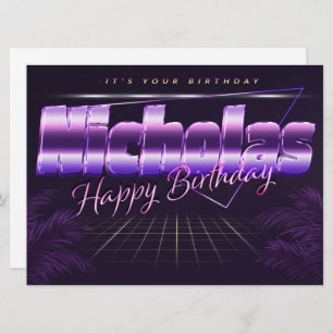Nicholas Name First Name purla retro Card Birthday