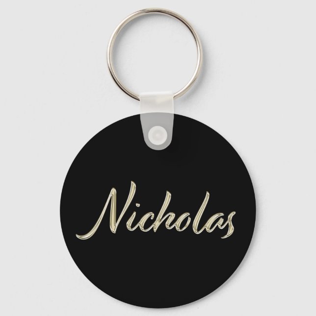 Nicholas Name whitegold Button Schlüsselanhänger Key Ring (Front)