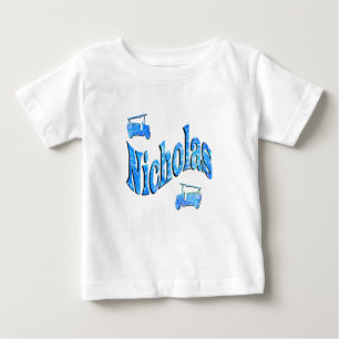 Nicholas Name With Fire Trucks, Baby T-Shirt