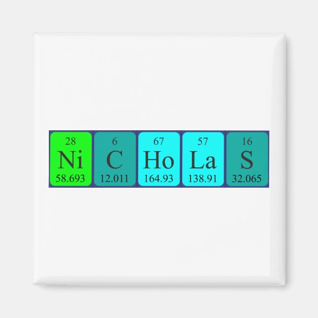 Nicholas periodic table name magnet (Front)