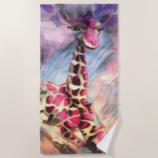 Nicholas The Baby Giraffe 🦒  Beach Towel