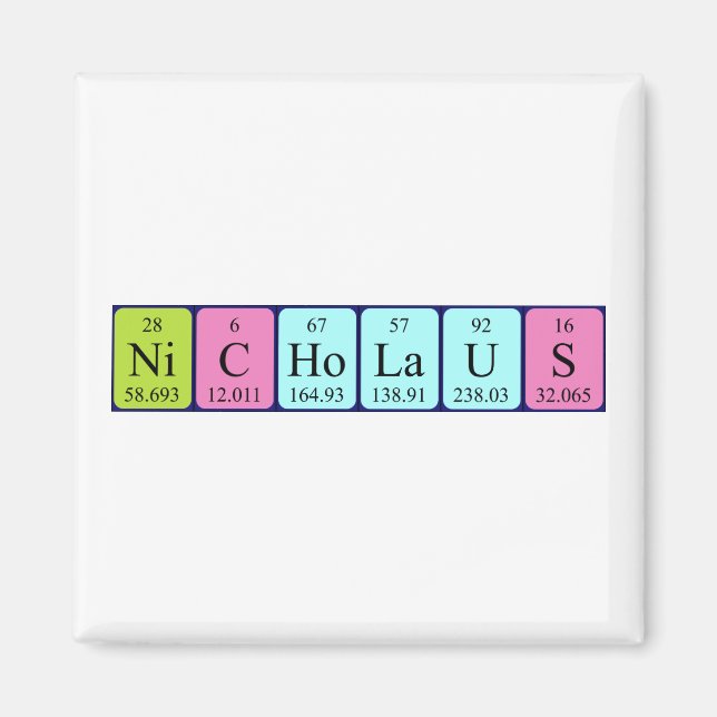 Nicholaus periodic table name magnet (Front)