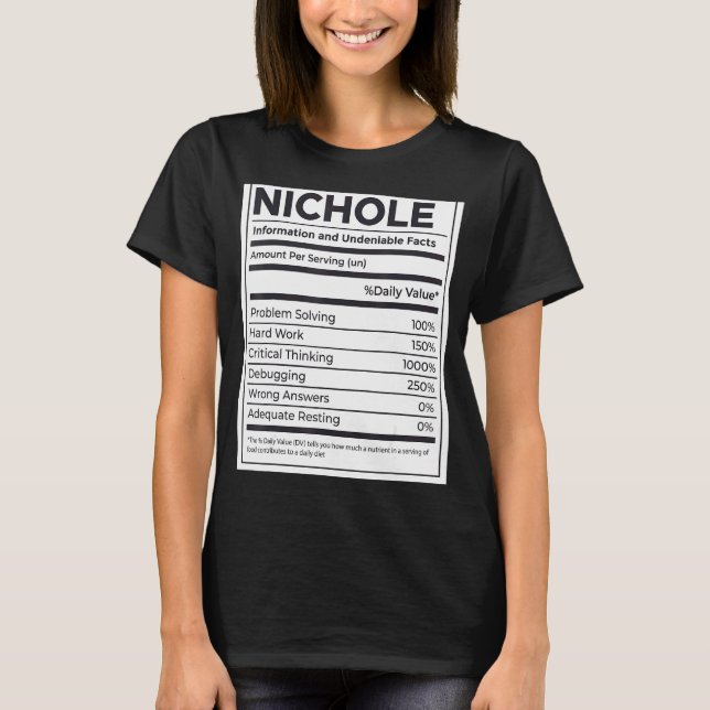 Nichole Nutrition Information  Problem Solving Har T-Shirt (Front)