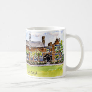 nichols Albright Hall with sky, sign congrats Coffee Mug