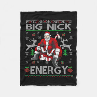 Nick Energy Funny Santa Christmas Ugly Sater Men W Fleece Blanket