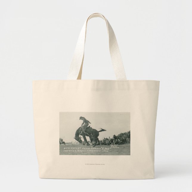 Nick Knight riding T. Joe at Cheyenne Frotier Days Large Tote Bag (Front)