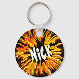 Nick Name Star on Fire Key Ring