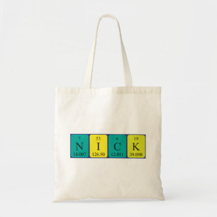 Nick periodic table name tote bag