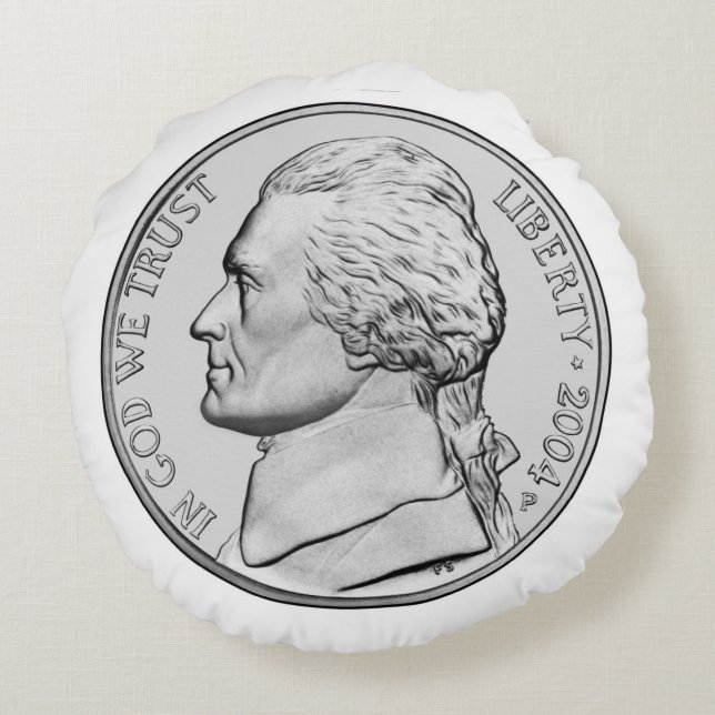 Nickel Coin Round Pillow. Cushion (Back)