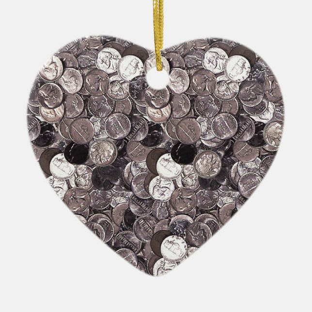 Nickel Coins Graphic Ceramic Ornament (Front)