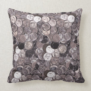 Nickel Coins Graphic Cushion