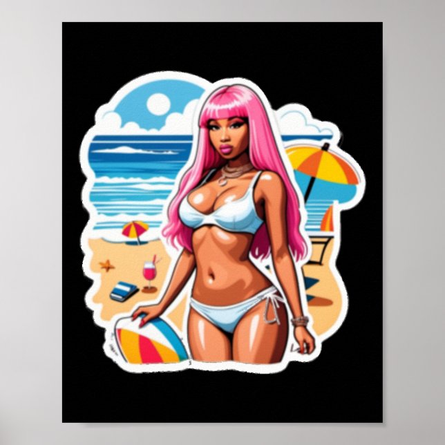 Nicki Minaj Beach Sticker  Poster (Front)