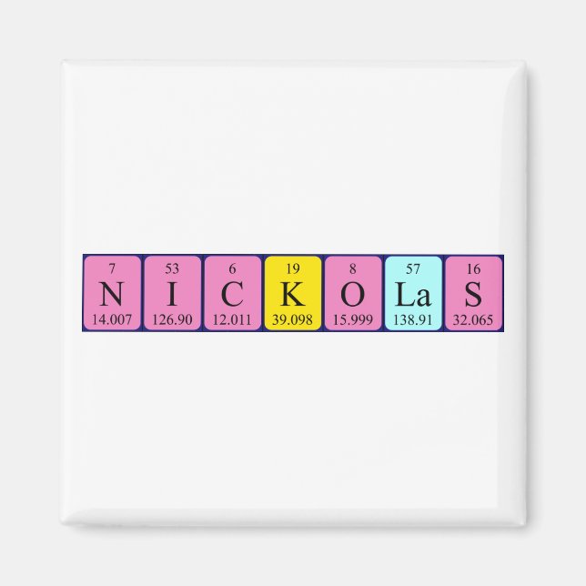 Nickolas periodic table name magnet (Front)