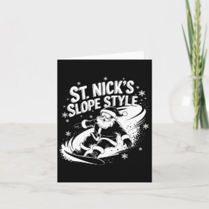 Nicks Slope Style Christmas Snowboarding Santa Sno Card