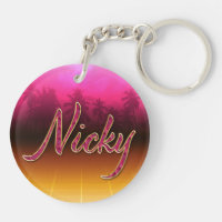 Nicky First Name golden pink keychain