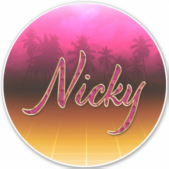 Nicky First Name golden pink sticker (Front)