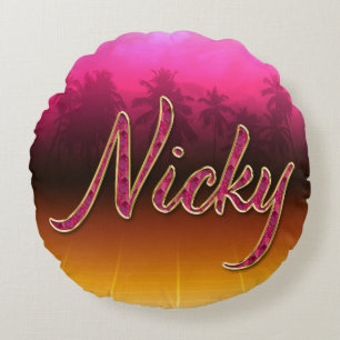 Nicky Vorname Name golden pink Kissen Round Cushion