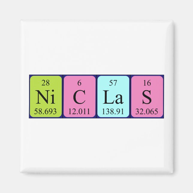 Niclas periodic table name magnet (Front)