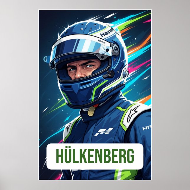 Nico Hülkenberg Racing Helmet Vector – Motorsport  Poster (Front)