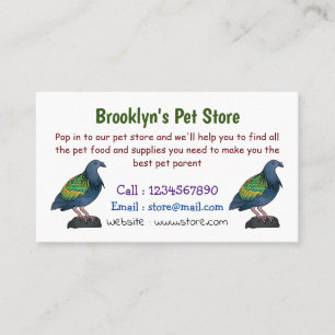 Nicobar pigeon bird cartoon illustration business card