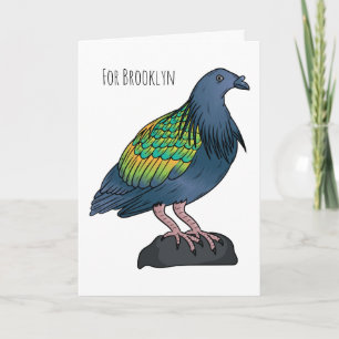 Nicobar pigeon bird cartoon illustration card