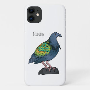 Nicobar pigeon bird cartoon illustration iPhone 11 case