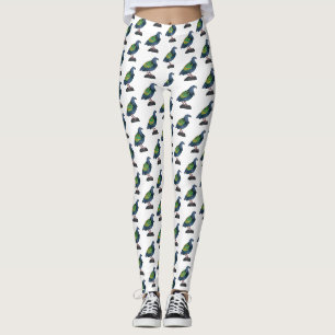 Nicobar pigeon bird cartoon illustration leggings