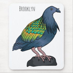 Nicobar pigeon bird cartoon illustration  mouse pad