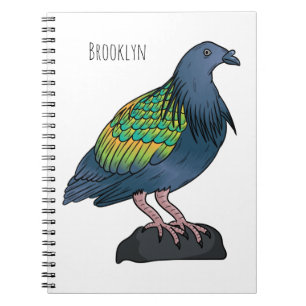 Nicobar pigeon bird cartoon illustration notebook