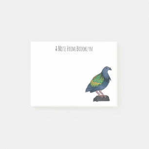 Nicobar pigeon bird cartoon illustration post-it notes