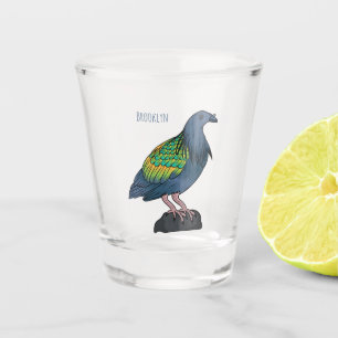 Nicobar pigeon bird cartoon illustration shot glass