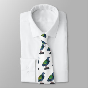 Nicobar pigeon bird cartoon illustration  tie