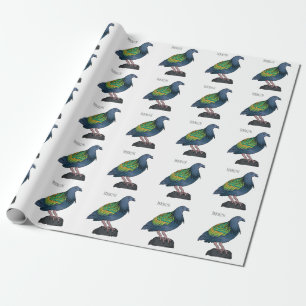 Nicobar pigeon bird cartoon illustration wrapping paper
