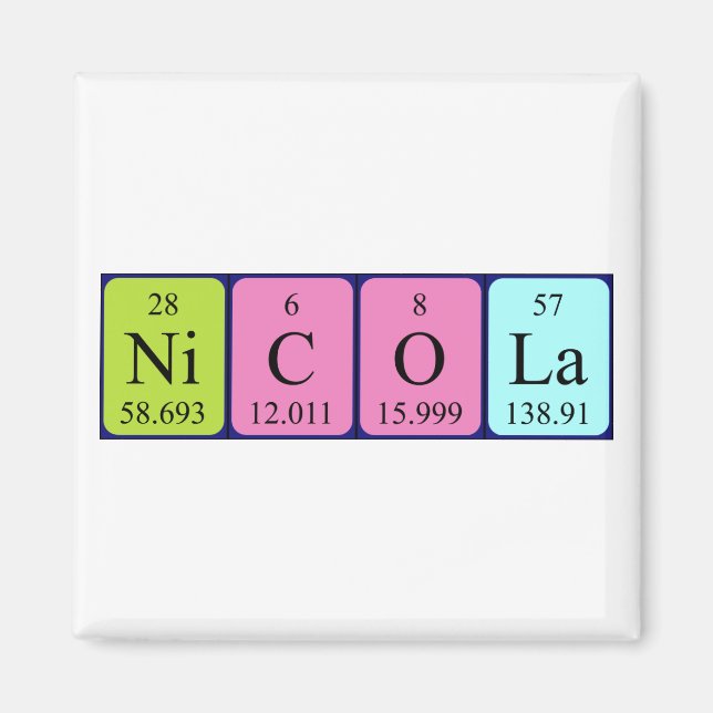 Nicola periodic table name magnet (Front)