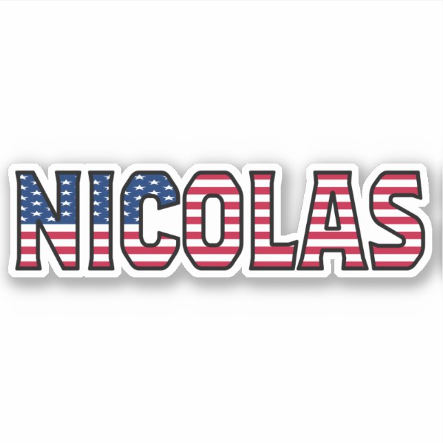 Nicolas Name First Name USA Sticker Stickerset (Front)