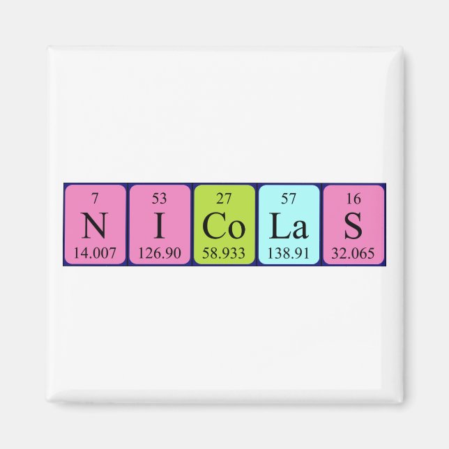Nicolas periodic table name magnet (Front)