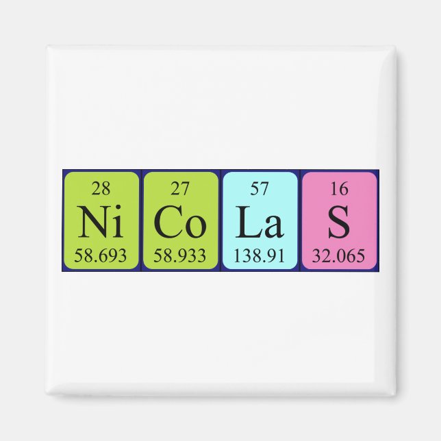 Nicolas periodic table name magnet (Front)