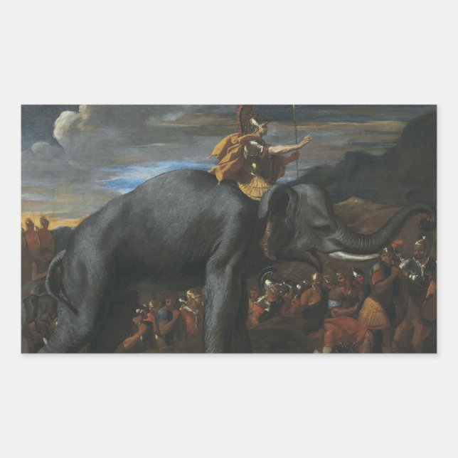 Nicolas Poussin - Hannibal crossing the Alps Rectangular Sticker (Front)