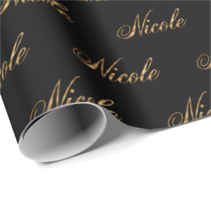 Nicole gold Design Lettering Geschenkpapier Wrapping Paper