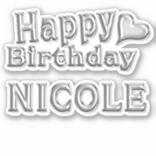 Nicole Happy Birthday silver Sticker