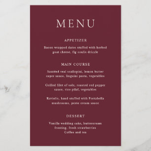Nicole Merlot Elegant Wedding Menu