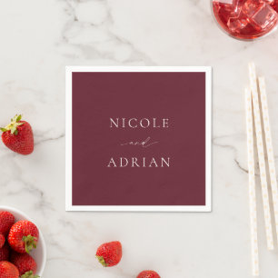 Nicole Merlot Elegant Wedding Napkin