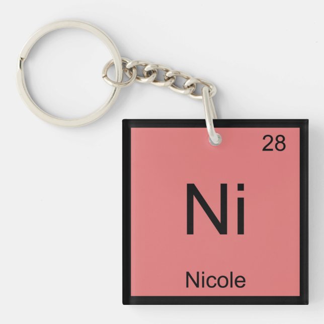 Nicole Name Chemistry Element Periodic Table Key Ring (Front)