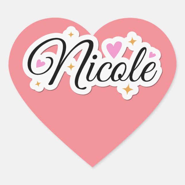 Nicole name cute design heart sticker (Front)