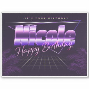 Nicole Name Vorname lila retro Sticker Geburtstag