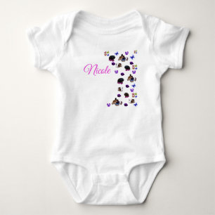 Nicole Name With Guinea Pigs Pansies Baby Bodysuit