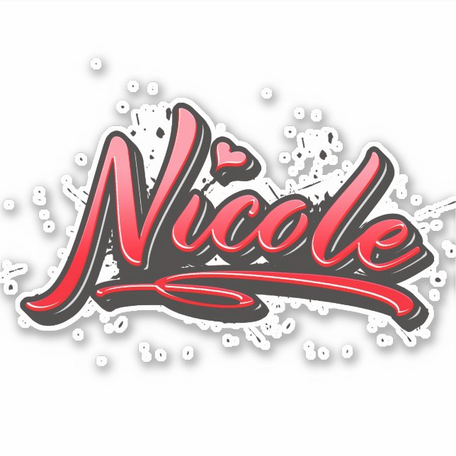 Nicole red Heart Graffiti Sticker (Front)