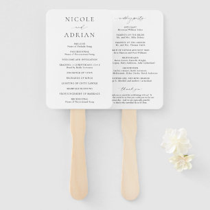 Nicole White Elegant Wedding Program Hand Fan