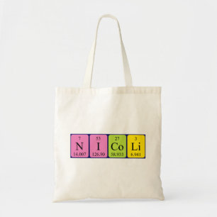 Nicoli periodic table name tote bag